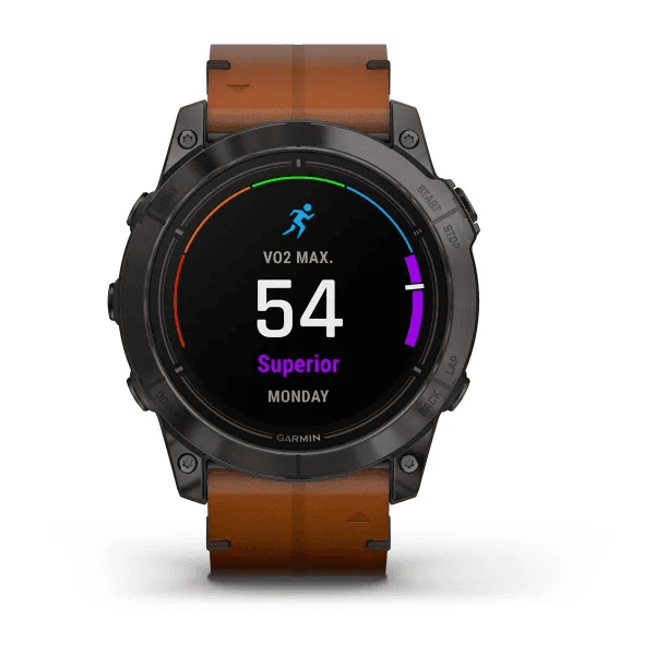 Epix Pro (Gen 2) – Sapphire Edition Carbon Grey DLC Titanium with Chestnut Leather Band — фото 2