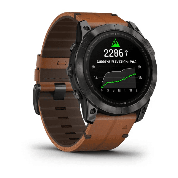 Epix Pro (Gen 2) – Sapphire Edition Carbon Grey DLC Titanium with Chestnut Leather Band — фото 3