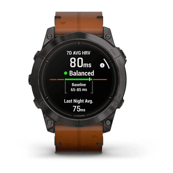 Epix Pro (Gen 2) – Sapphire Edition Carbon Grey DLC Titanium with Chestnut Leather Band — фото 6