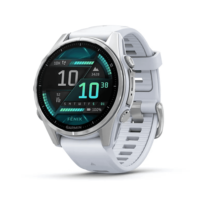 Fenix 8 – AMOLED Silver With Whitestone Silicone Band 43 mm