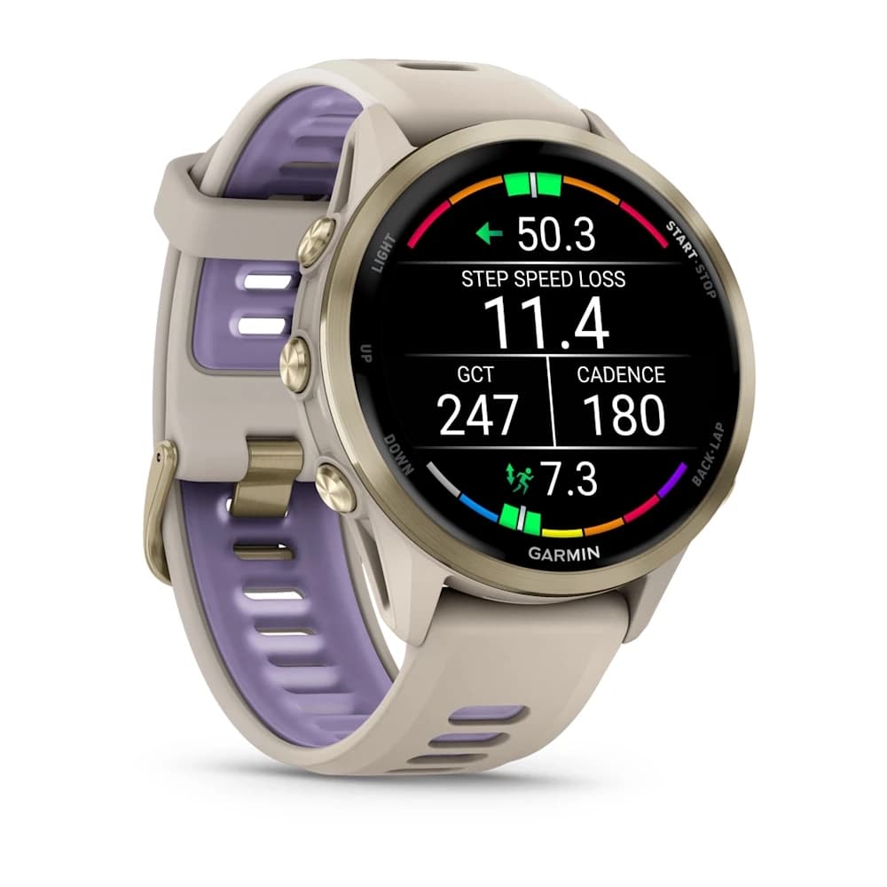 Forerunner 970 Soft Gold Titanium with French Grey Case and French Grey/Translucent Indigo Band — фото 2