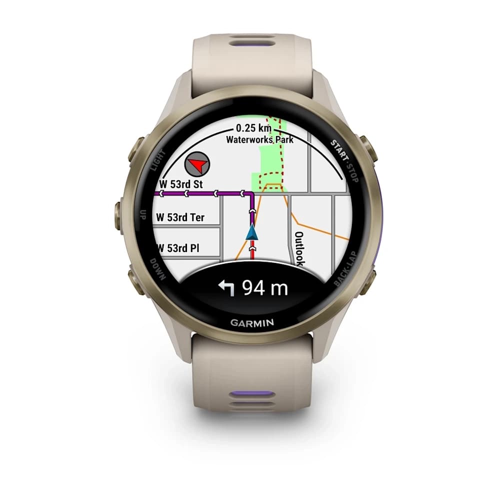 Forerunner 970 Soft Gold Titanium with French Grey Case and French Grey/Translucent Indigo Band — фото 8