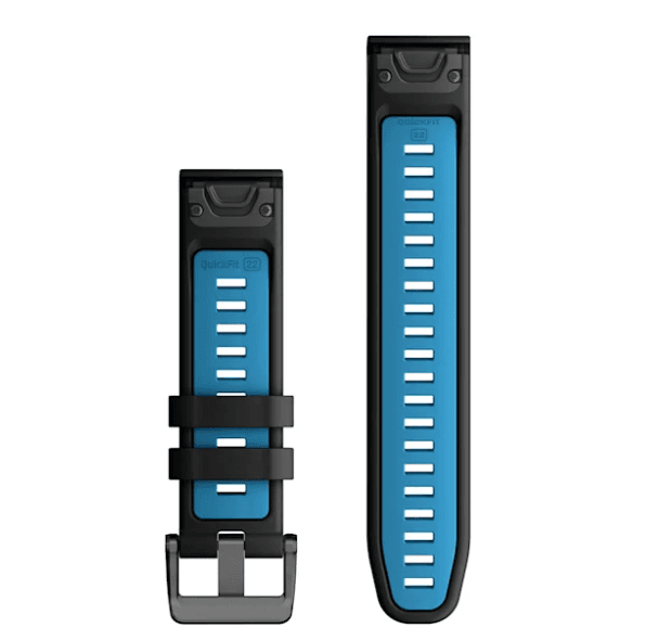 QuickFit 22 Watch Bands Black/Cirrus Blue Silicone — фото 2