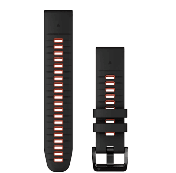 QuickFit 22 Watch Bands Black/Flame Red Silicone