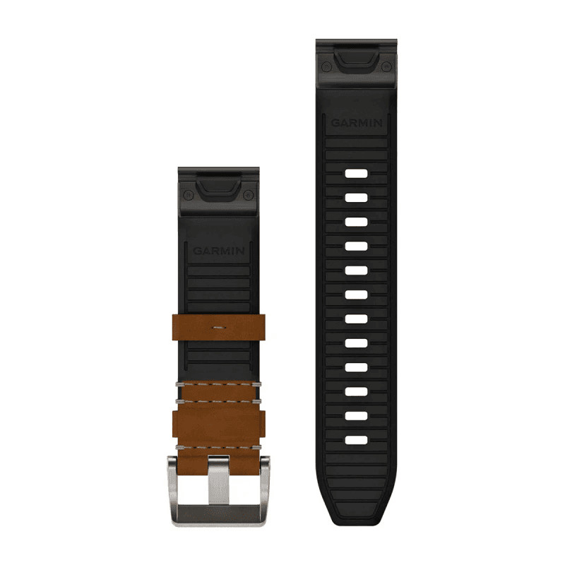 Quickfit 22 Watch Straps Leather/FKM hybrid strap, brown/black — фото 2