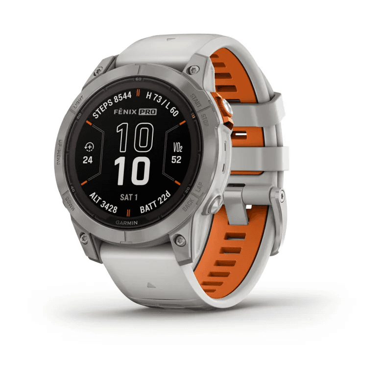 Fenix 7 Pro – Sapphire Solar Edition Titanium with Fog Gray/Ember Orange Band