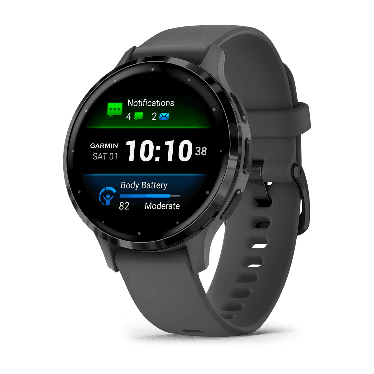 Venu 3S Slate Stainless Steel Bezel with Pebble Gray Case and Silicone Band