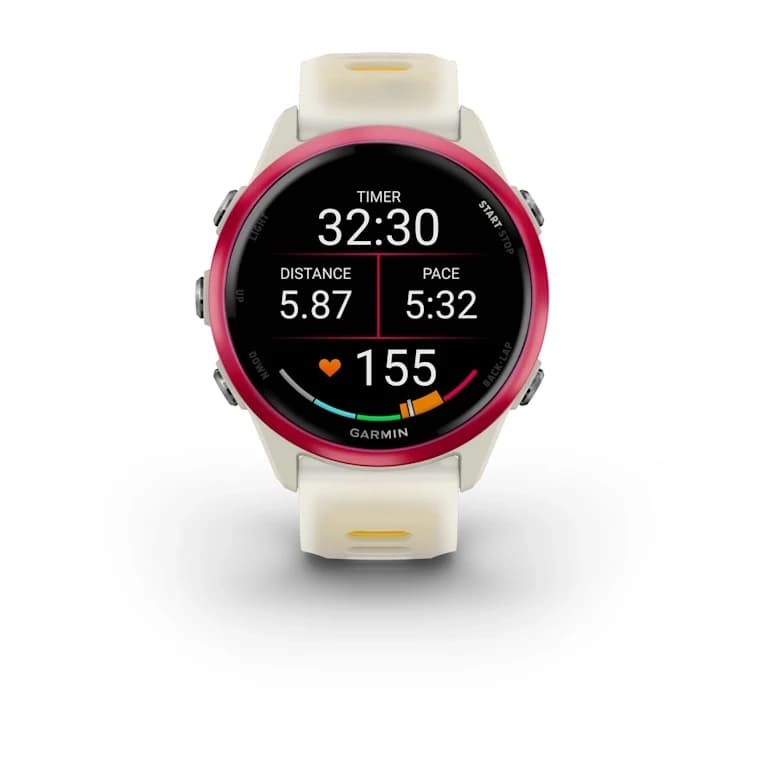 Forerunner 570 - 42mm Raspberry Aluminum with Translucent Bone/Mango Band — фото 5