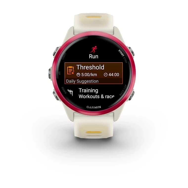 Forerunner 570 - 42mm Raspberry Aluminum with Translucent Bone/Mango Band — фото 8