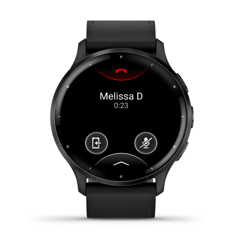 Venu 3 Slate stainless steel bezel with black case and black leather band — фото 2