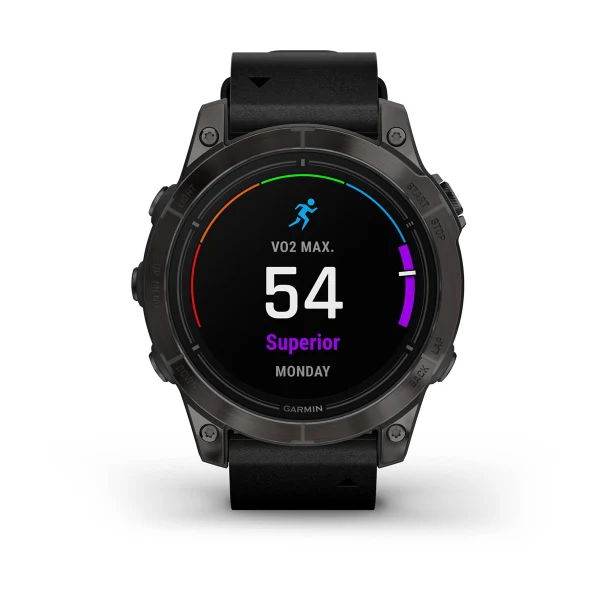 Epix Pro (Gen 2) – Sapphire Edition Carbon Grey DLC Titanium with Black Leather Band — фото 2