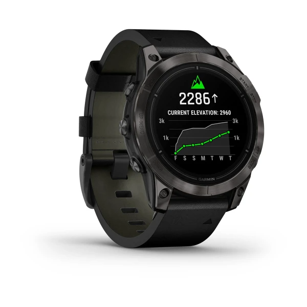 Epix Pro (Gen 2) – Sapphire Edition Carbon Grey DLC Titanium with Black Leather Band — фото 3