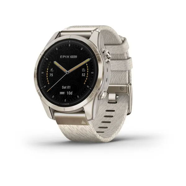 Epix Pro (Gen 2) – Sapphire Edition Soft Gold with Cream Heathered Nylon Band
