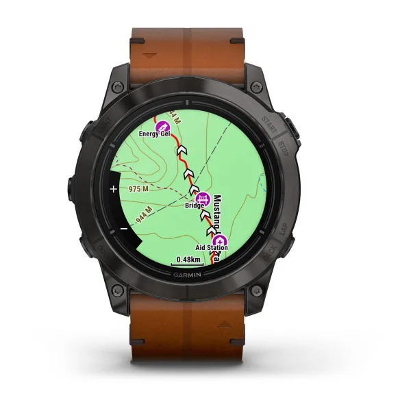 Epix Pro (Gen 2) – Sapphire Edition Carbon Grey DLC Titanium with Chestnut Leather Band — фото 4