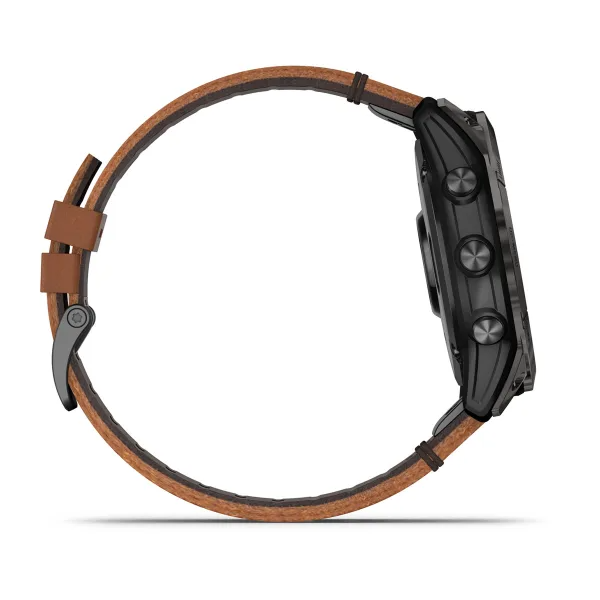 Epix Pro (Gen 2) – Sapphire Edition Carbon Grey DLC Titanium with Chestnut Leather Band — фото 5