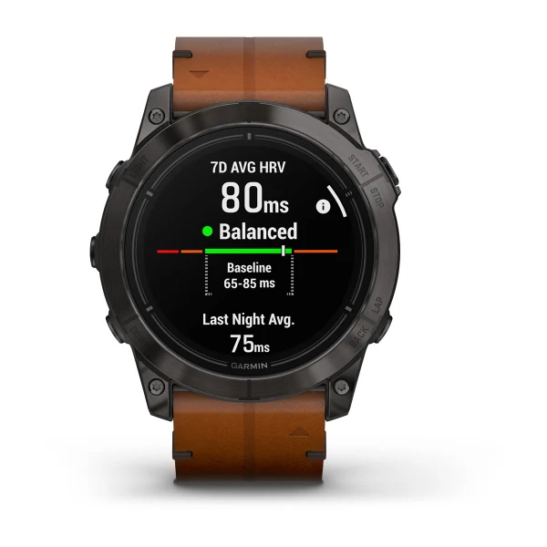 Epix Pro (Gen 2) – Sapphire Edition Carbon Grey DLC Titanium with Chestnut Leather Band — фото 6
