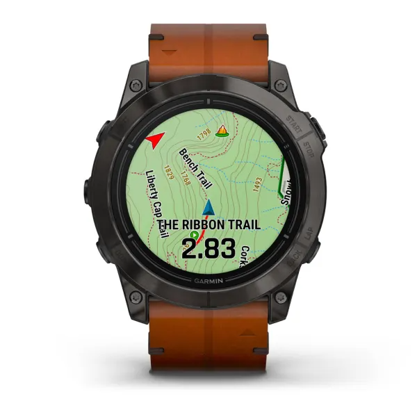 Epix Pro (Gen 2) – Sapphire Edition Carbon Grey DLC Titanium with Chestnut Leather Band — фото 7