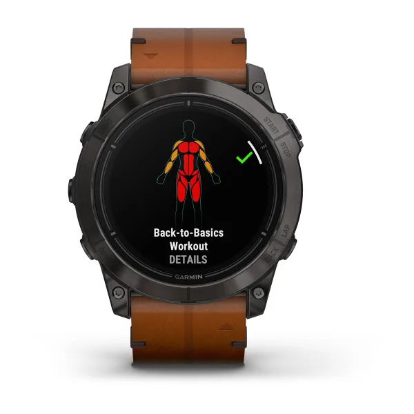 Epix Pro (Gen 2) – Sapphire Edition Carbon Grey DLC Titanium with Chestnut Leather Band — фото 10