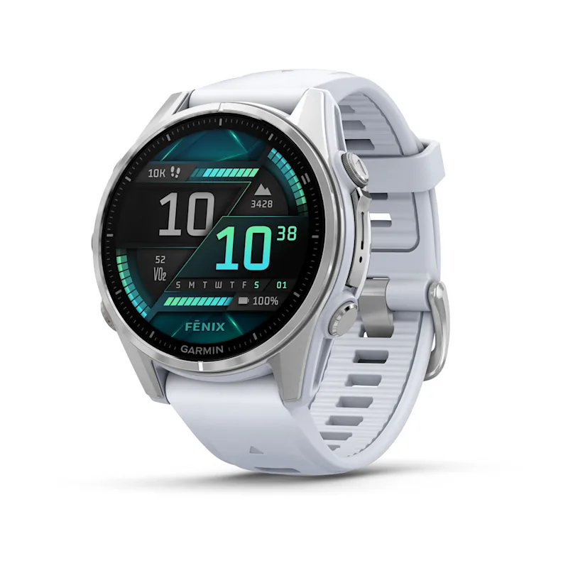 Fenix 8 – AMOLED Silver With Whitestone Silicone Band 43 mm