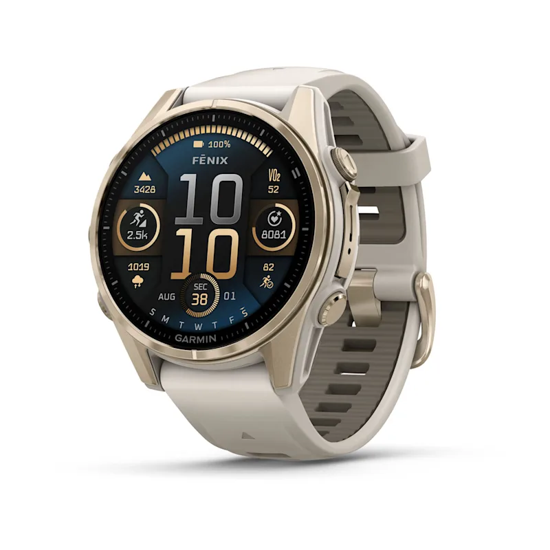 Fenix 8 – AMOLED Sapphire Soft Gold With Fog Gray/Dark 43 mm