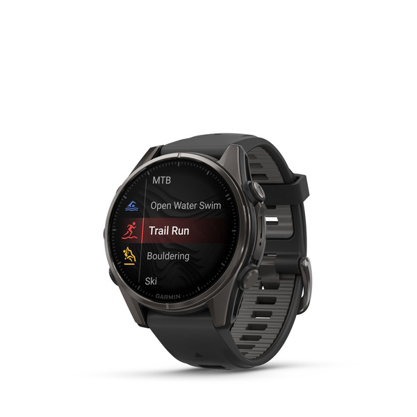 Fenix 8– AMOLED Sapphire Carbon Gray DLC Titanium With Black/Pebble Gray Silicone 43 mm — фото 2