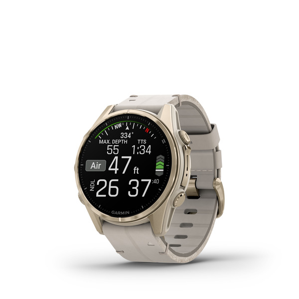 Fenix 8 – AMOLED Sapphire Soft Gold Stainless Steel With A Fog Gray Leather Band plus A Fog Gray/Dark Sandstone Silicone Band 43 mm — фото 2