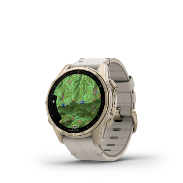 Fenix 8 – AMOLED Sapphire Soft Gold Stainless Steel With A Fog Gray Leather Band plus A Fog Gray/Dark Sandstone Silicone Band 43 mm — фото 3