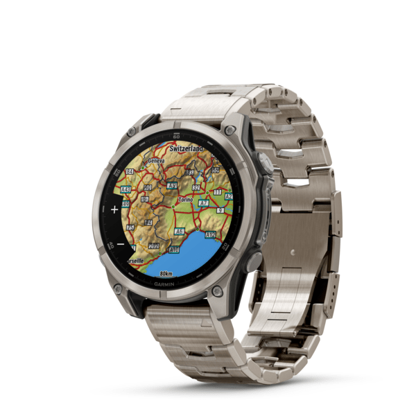 Fenix 8 – AMOLED Sapphire bare titanium, graphite with a titanium band, plus a graphite silicone band, 47 mm — фото 3