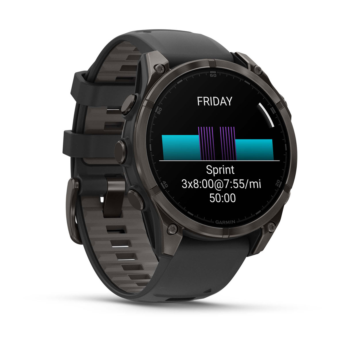 Fenix 8 - 47mm AMOLED Sapphire carbon gray DLC titanium with black/pebble gray silicone — фото 2