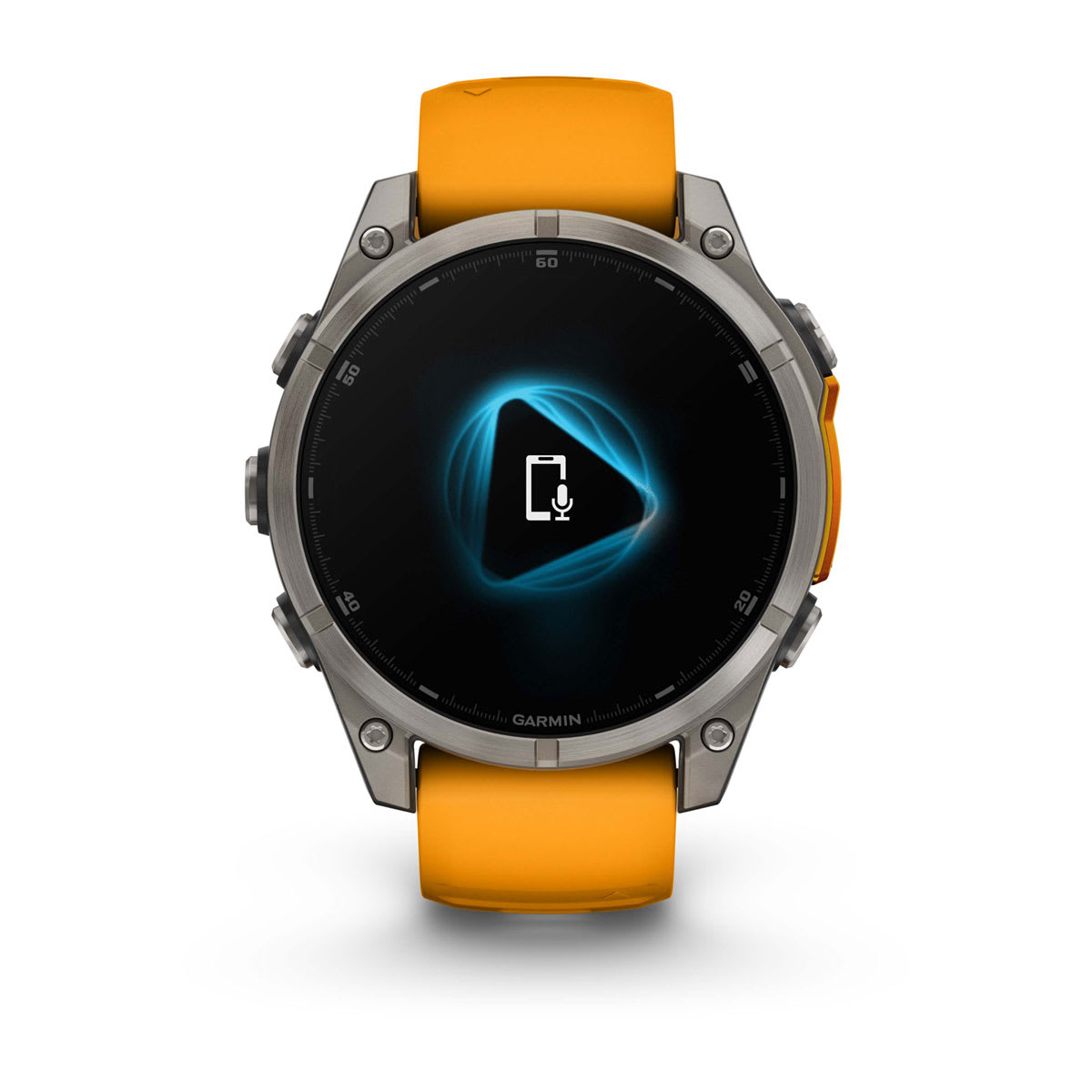 Fenix 8 – 47 mm, AMOLED Sapphire titanium with a spark orange/graphite silicone band — фото 3