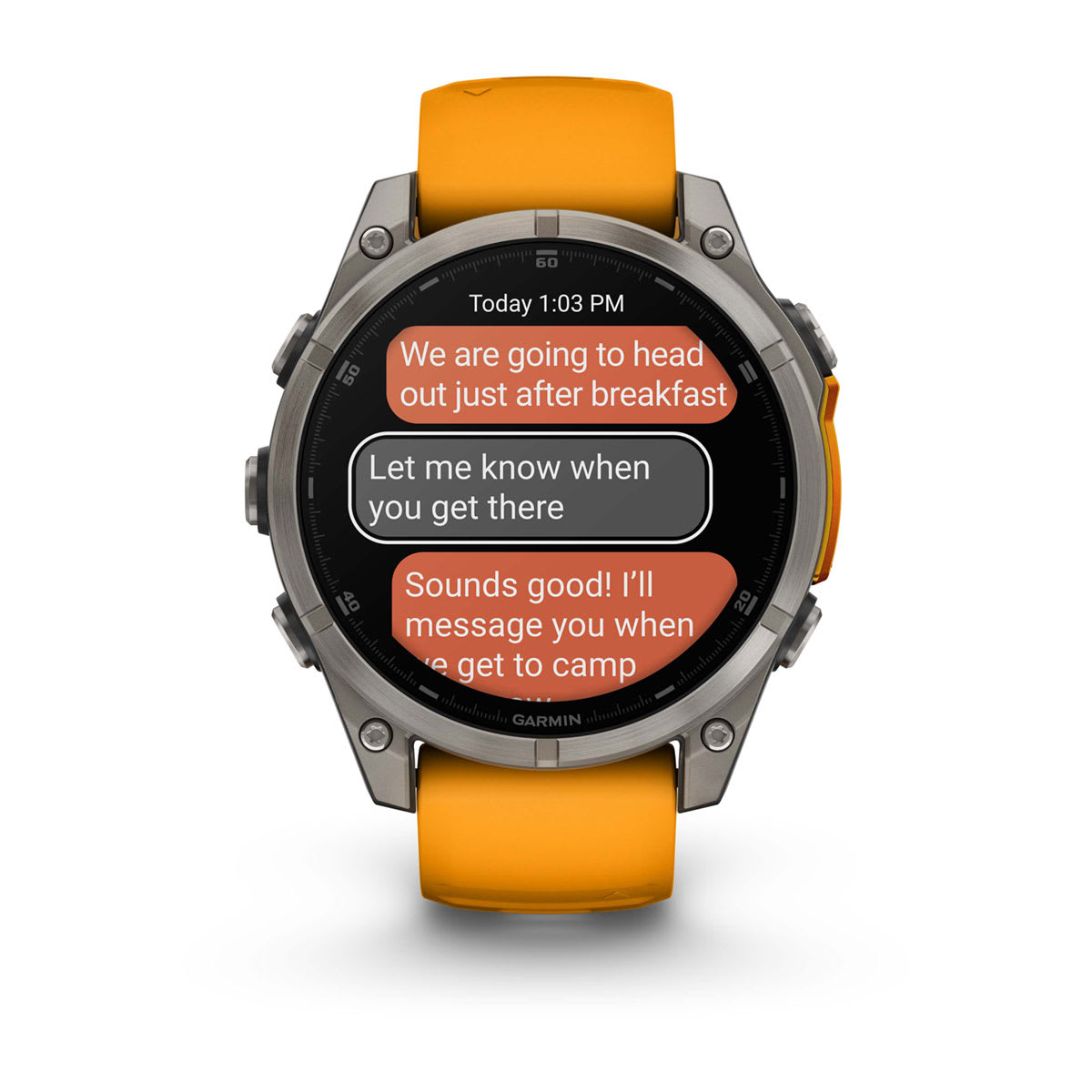 Fenix 8 – 47 mm, AMOLED Sapphire titanium with a spark orange/graphite silicone band — фото 9