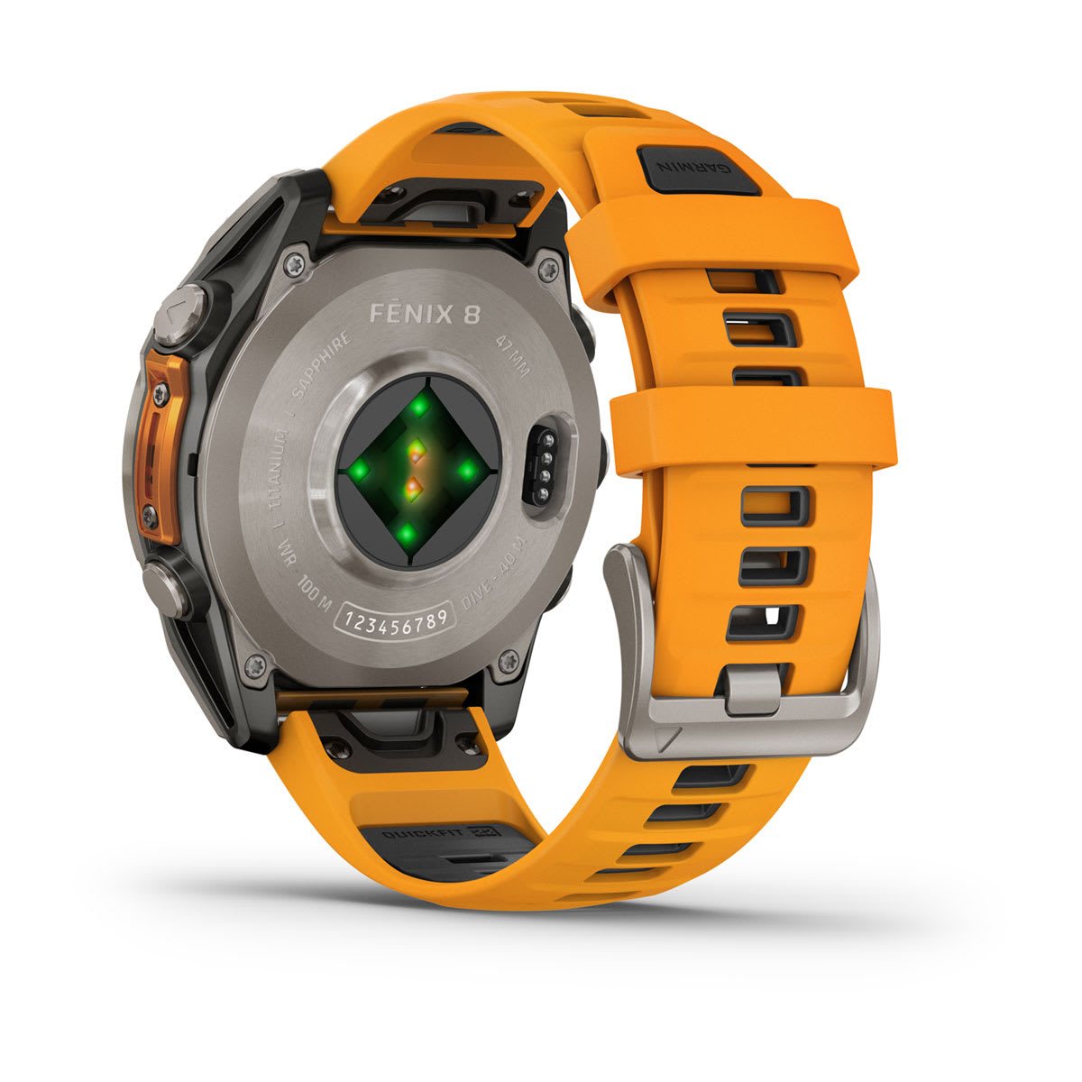 Fenix 8 – 47 mm, AMOLED Sapphire titanium with a spark orange/graphite silicone band — фото 10