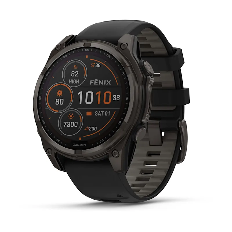Fenix 8 – Solar Sapphire Carbon Gray DLC Titanium With Black/Pebble Gray Silicone 47 mm