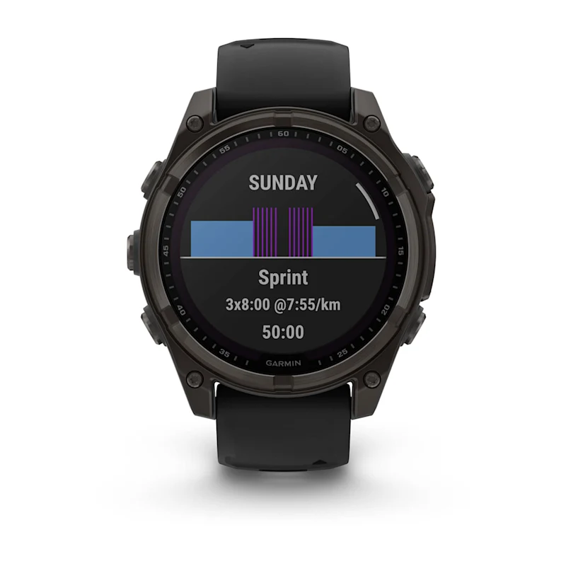Fenix 8 – Solar Sapphire Carbon Gray DLC Titanium With Black/Pebble Gray Silicone 47 mm — фото 4