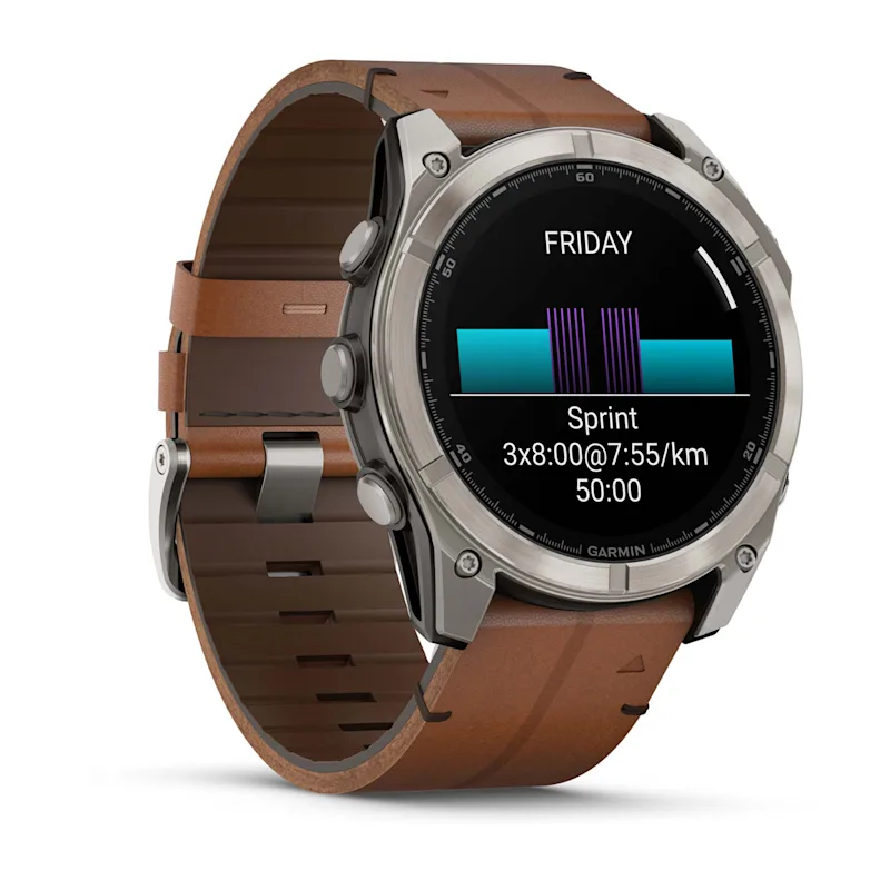 Fenix 8 – AMOLED Sapphire Bare Titanium Black With A Chestnut Leather Band Plus A Graphite Silicone Band 51 mm — фото 2