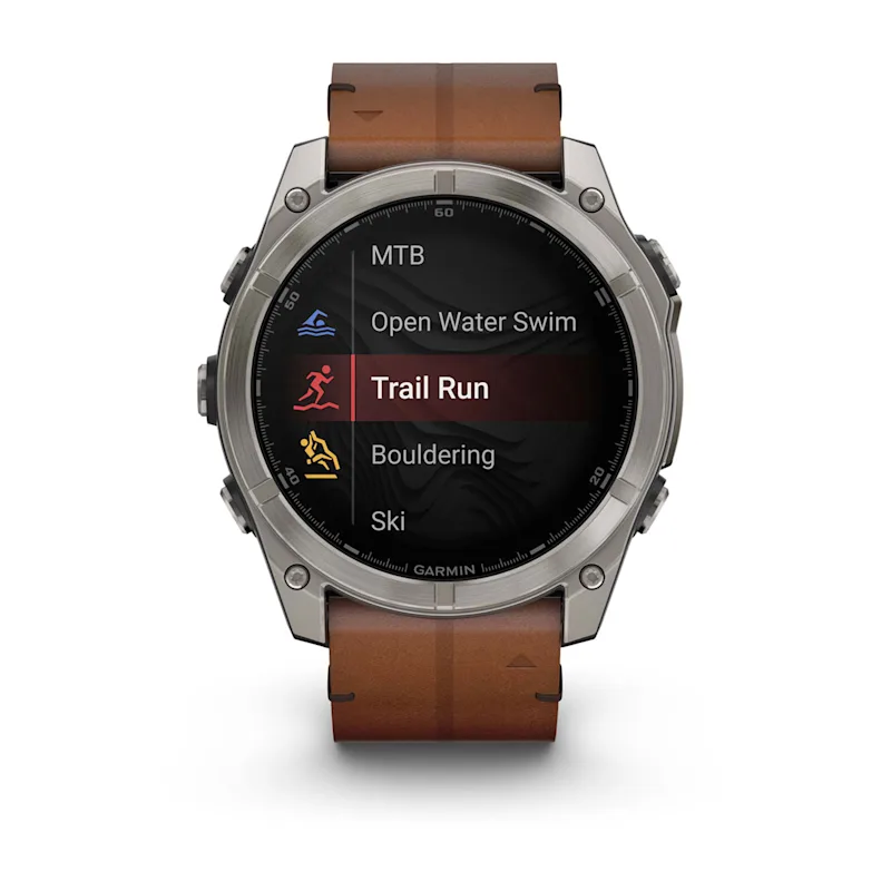 Fenix 8 – AMOLED Sapphire Bare Titanium Black With A Chestnut Leather Band Plus A Graphite Silicone Band 51 mm — фото 6