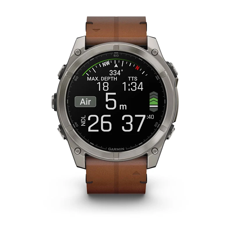Fenix 8 – AMOLED Sapphire Bare Titanium Black With A Chestnut Leather Band Plus A Graphite Silicone Band 51 mm — фото 7