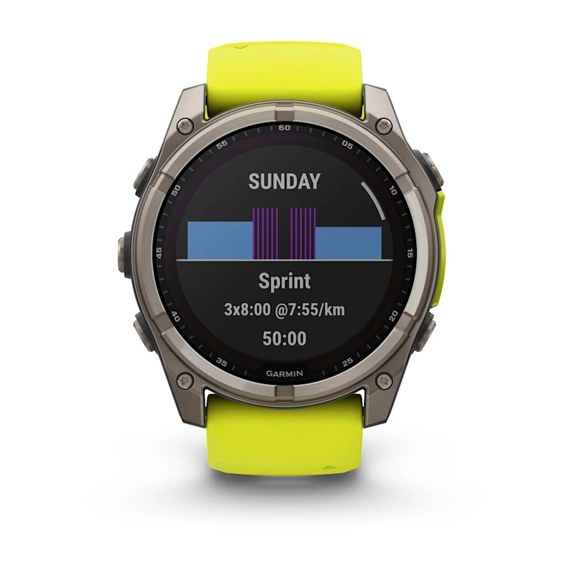 Fenix 8 – Solar Sapphire Titanium With An Amp Yellow/Graphite Silicone Band 51 mm — фото 5