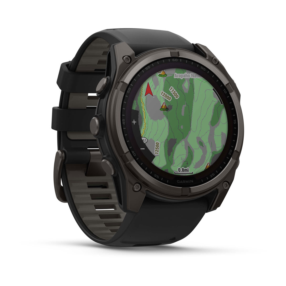 Fenix 8 –  Solar Sapphire Titanium Carbon Gray DLC Titanium with Black/Pebble Gray Silicone 51 mm — фото 2