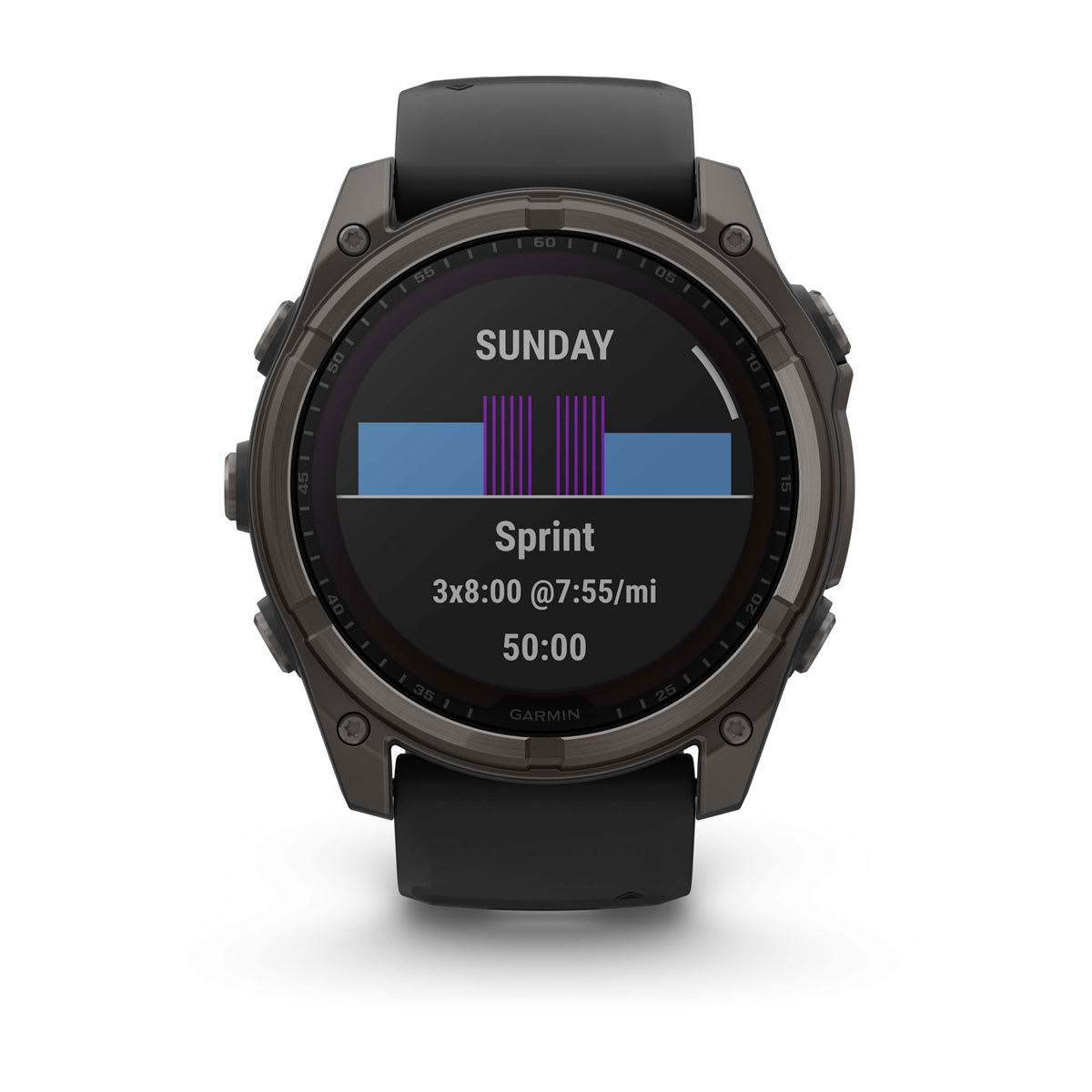 Fenix 8 –  Solar Sapphire Titanium Carbon Gray DLC Titanium with Black/Pebble Gray Silicone 51 mm — фото 3