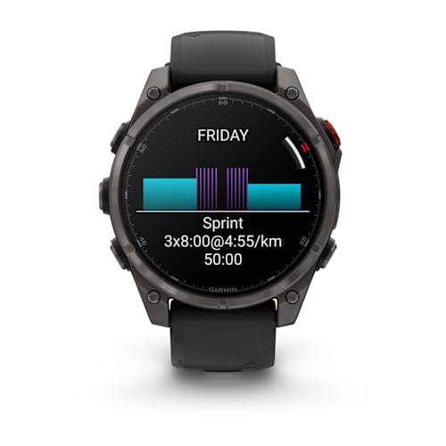 Fenix 8 Pro – 47 mm, AMOLED Sapphire, Carbon grey DLC titanium with Black/pebble grey silicone band — фото 7