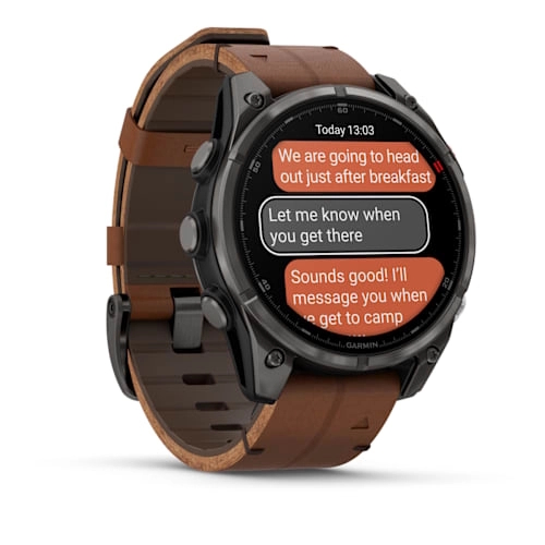 Fenix 8 Pro – 47 mm, AMOLED Sapphire, Carbon grey DLC titanium with Chestnut leather band — фото 2