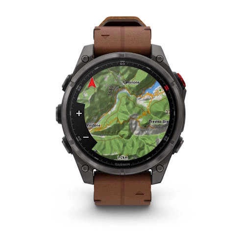 Fenix 8 Pro – 47 mm, AMOLED Sapphire, Carbon grey DLC titanium with Chestnut leather band — фото 5