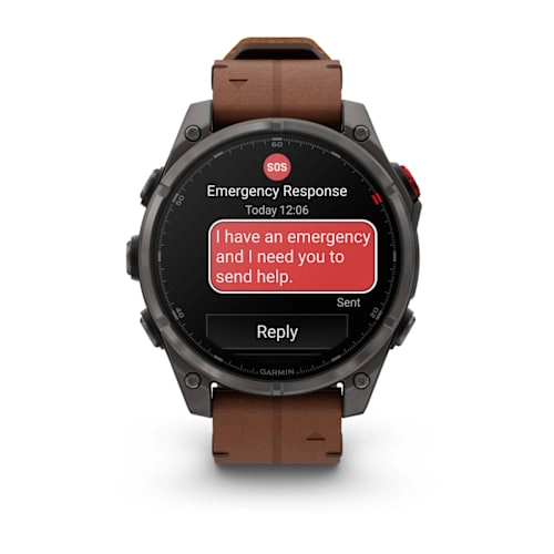 Fenix 8 Pro – 47 mm, AMOLED Sapphire, Carbon grey DLC titanium with Chestnut leather band — фото 10