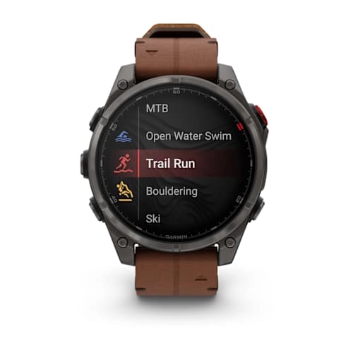 Fenix 8 Pro – 51 mm, AMOLED Sapphire, Carbon grey DLC titanium with Chestnut leather band — фото 3