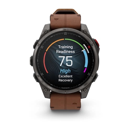 Fenix 8 Pro – 51 mm, AMOLED Sapphire, Carbon grey DLC titanium with Chestnut leather band — фото 6
