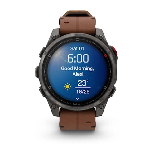 Fenix 8 Pro – 51 mm, AMOLED Sapphire, Carbon grey DLC titanium with Chestnut leather band — фото 7