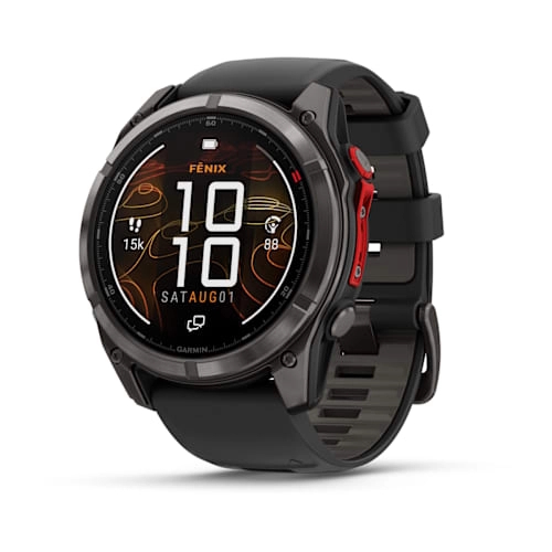 Fenix 8 Pro – 51 mm, MicroLED Sapphire, Carbon grey DLC titanium with Black/pebble grey silicone band