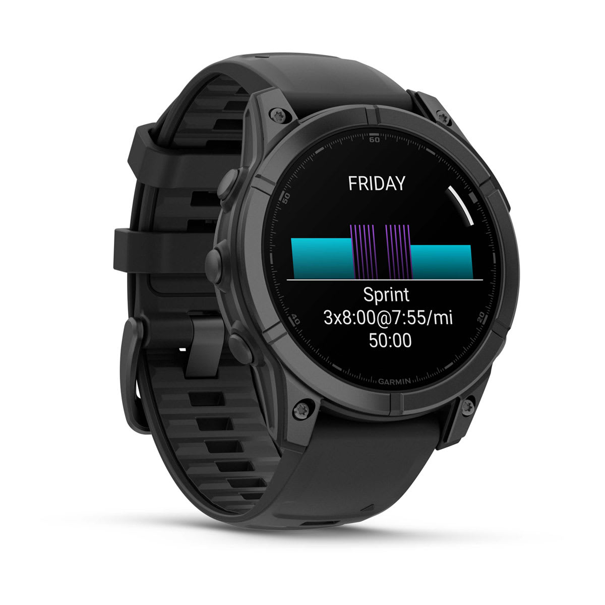 Fenix E – 47 mm, AMOLED Slate Gray Steel with Black Silicone Band — фото 2
