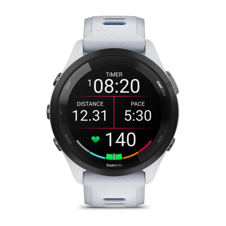 Forerunner 265 Black Bezel with Whitestone Case and Whitestone/Tidal Blue Silicone Band — фото 2
